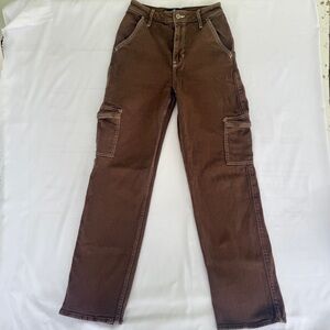 Hollister Women's Y2K Ultra High - Rise Dad Cargo Jeans Brown Contrast 24x31